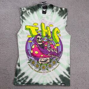 Broken Promises x Your Highness THC Skeleton Mushroom Tie Dye Muscle Tee S